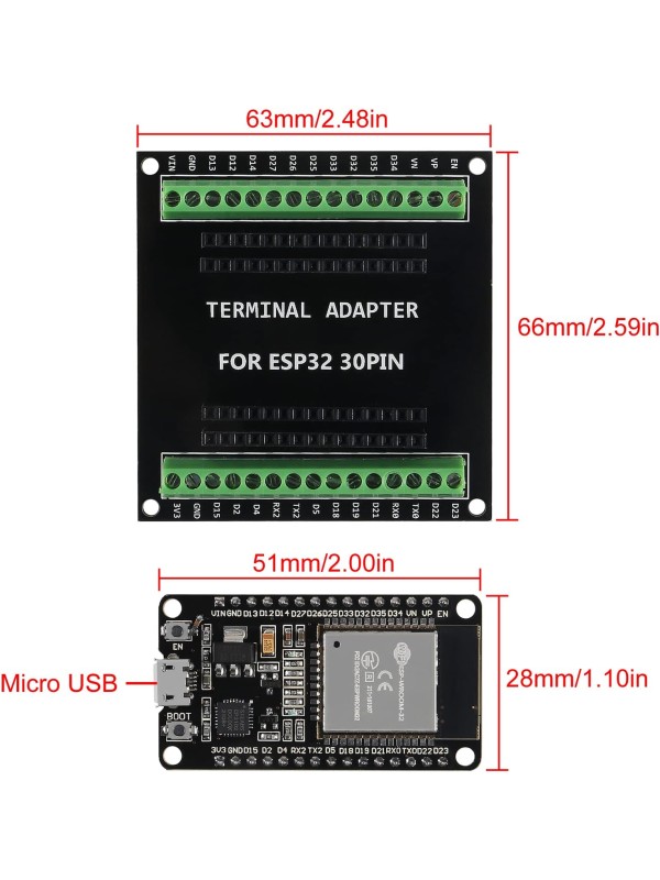 3PCS ESP32 Breakout Board GPIO 1 into 2 Compatible with 30 Pins ESP32S ESP32 Development Board 2.4 GHz Dual Core WLAN WiFi + Bluetooth 2-in-1 Microcontroller ESP-WROOM-32 Chip for Arduino
