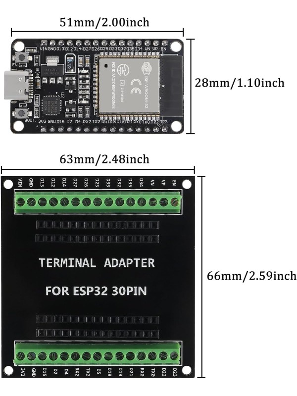 3PCS ESP32 Breakout Board GPIO 1 into 2 Compatible with 30 Pins ESP32S ESP32 Development Board 2.4 GHz Dual Core WLAN WiFi + Bluetooth 2-in-1 Microcontroller ESP-WROOM-32 Chip for Arduino