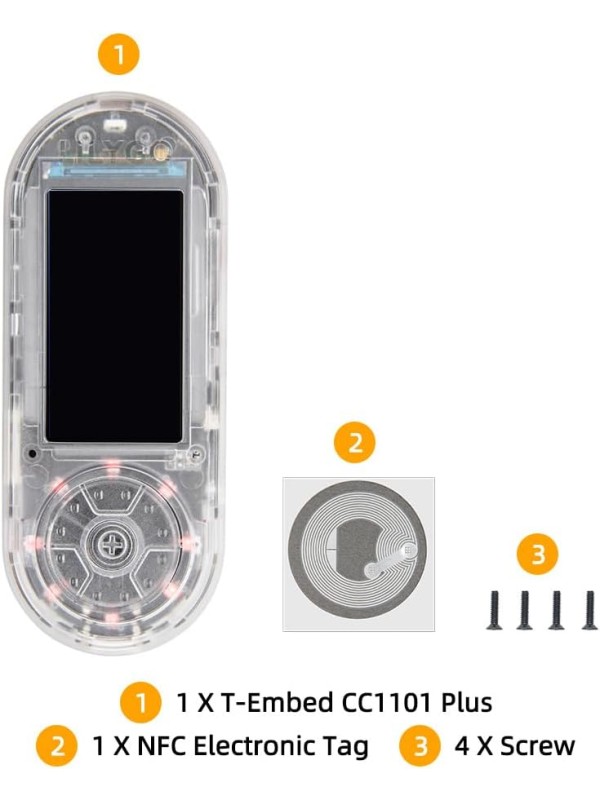 LILYGO T-Embed CC1101 Plus ESP32-S3 Microphone TTGO Development Board with 1.9 inch ST7789V IPS TFT LCD (Black Shell)