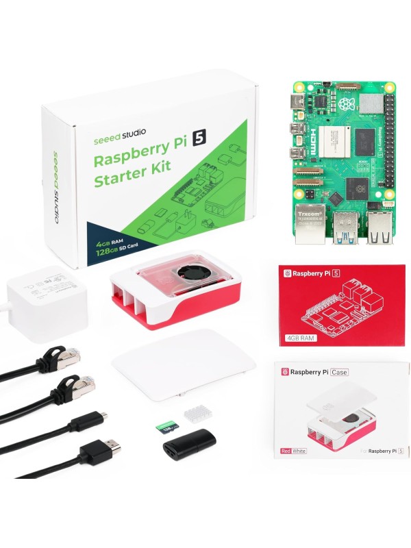 Seeed Studio Raspberry Pi 5 Starter Kit - 8GB RAM，128GB Micro SD Card pre-Loaded with 64-bit Raspberry Pi OS