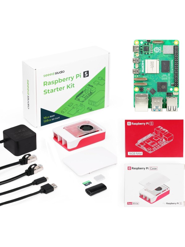 Seeed Studio Raspberry Pi 5 Starter Kit - 8GB RAM，128GB Micro SD Card pre-Loaded with 64-bit Raspberry Pi OS