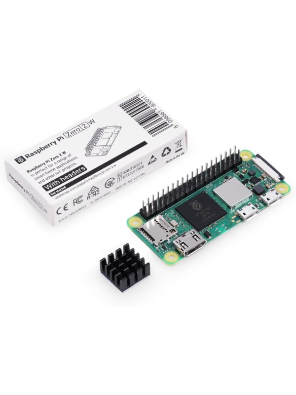 Raspberry Pi Zero 2 W Basic Kit, Header, Heatsink, USB Cable, HDMI Adapter (with Quad-core CPU,Bluetooth 4.2,BLE,onboard Antenna,etc.)