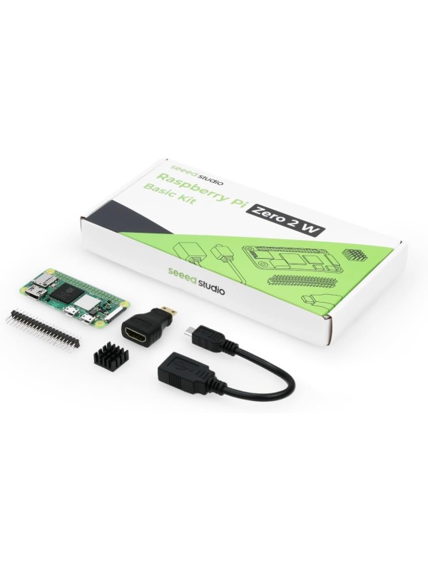 Raspberry Pi Zero 2 W Basic Kit, Header, Heatsink, USB Cable, HDMI Adapter (with Quad-core CPU,Bluetooth 4.2,BLE,onboard Antenna,etc.)