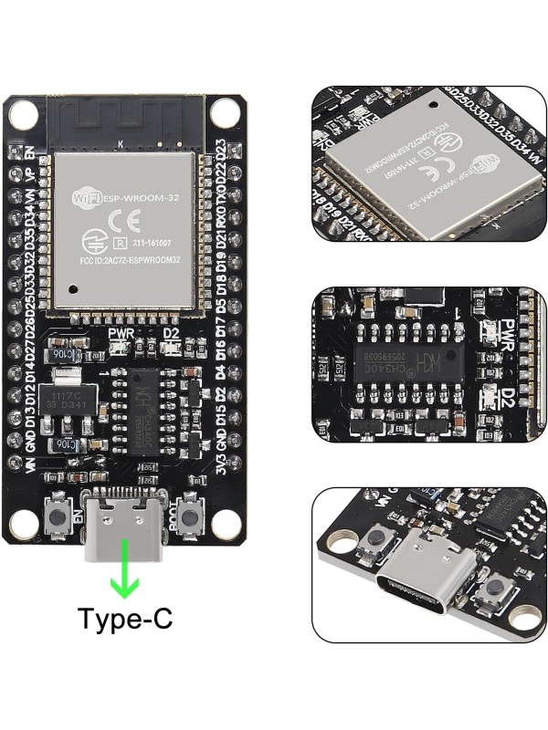 3 Sets ESP-WROOM-32 ESP32 ESP-32S 30 Pin Development Board Micro USB Interface WiFi ESP-WROOM-32 with ESP32 Breakout Board Shield Terminal Adapter for ESP32 30Pin