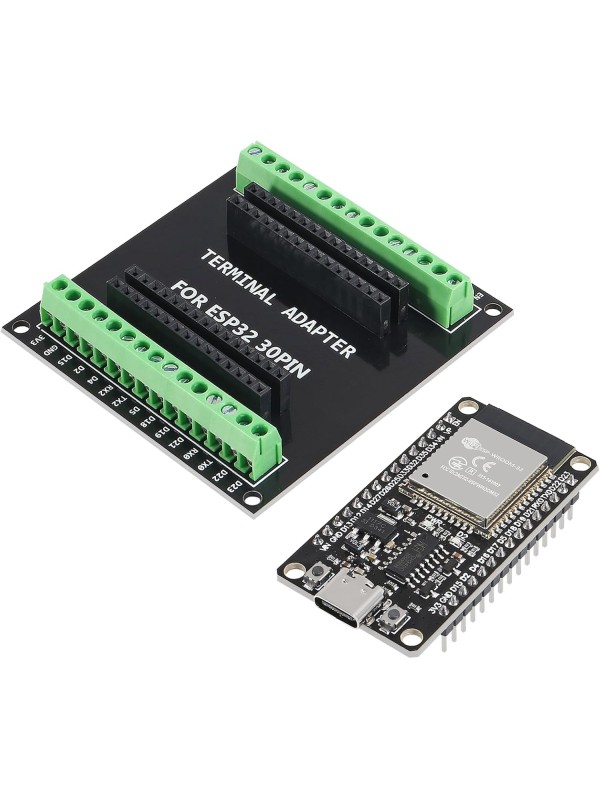 3 Sets ESP-WROOM-32 ESP32 ESP-32S 30 Pin Development Board Micro USB Interface WiFi ESP-WROOM-32 with ESP32 Breakout Board Shield Terminal Adapter for ESP32 30Pin