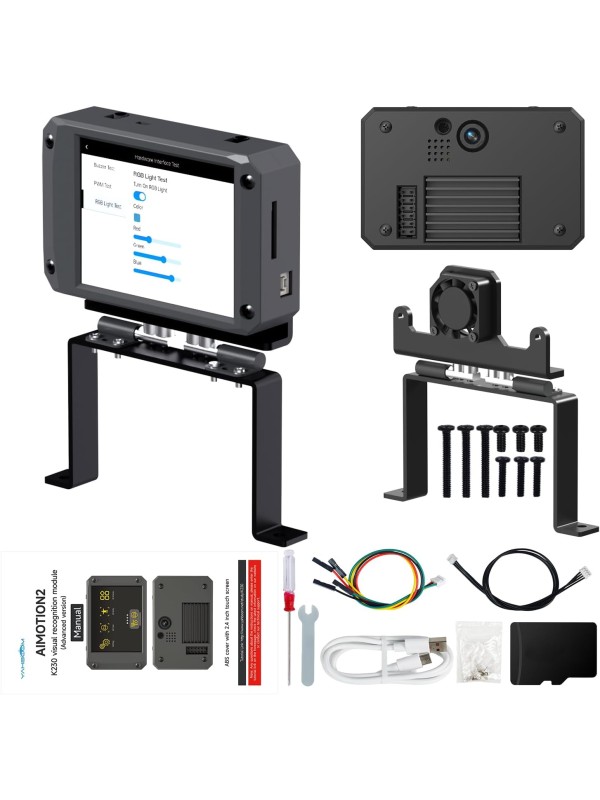 Yahboom K230 AI Development Board 1.6GHz High-performance chip/2.4-inch Display/Open Source Robot Maker Python, Supports AI Visual Recognition CanMV Sensor (with Adjustable Bracket)