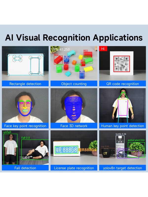Yahboom K230 AI Development Board 1.6GHz High-performance chip/2.4-inch Display/Open Source Robot Maker Python, Supports AI Visual Recognition CanMV Sensor (with Adjustable Bracket)