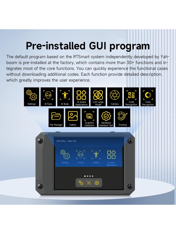 Yahboom K230 AI Development Board 1.6GHz High-performance chip/2.4-inch Display/Open Source Robot Maker Python, Supports AI Visual Recognition CanMV Sensor (with Adjustable Bracket)