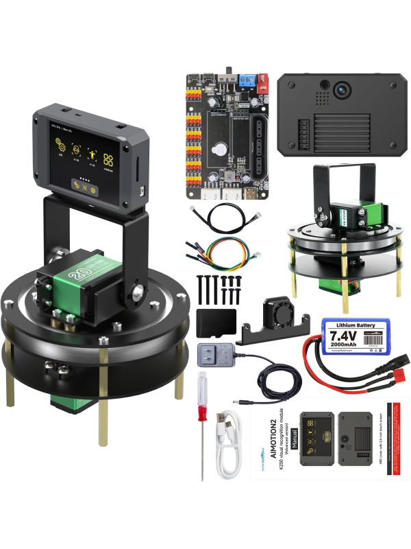 Yahboom K230 AI Development Board 1.6GHz High-performance chip/2.4-inch Display/Open Source Robot Maker Python, Supports AI Visual Recognition CanMV Sensor (with Adjustable Bracket)