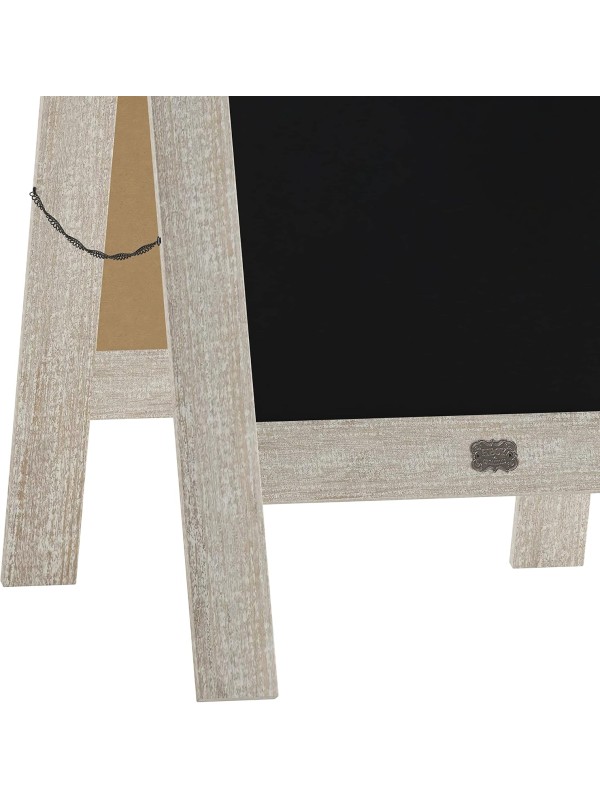 A Frame Chalkboard with Chalk Markers by HBCY Creations: 40x20 Solid Wood A-Frame Sign Gray Double-Sided Magentic Menu Board, Deluxe Set Includes 8 Chalk Markers, 10 Stencils, 2 Magnets