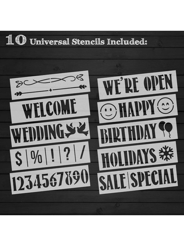 A Frame Chalkboard with Chalk Markers by HBCY Creations: 40x20 Solid Wood A-Frame Sign Gray Double-Sided Magentic Menu Board, Deluxe Set Includes 8 Chalk Markers, 10 Stencils, 2 Magnets