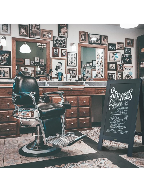 A Frame Chalkboard with Chalk Markers by HBCY Creations: 40x20 Solid Wood A-Frame Sign Gray Double-Sided Magentic Menu Board, Deluxe Set Includes 8 Chalk Markers, 10 Stencils, 2 Magnets