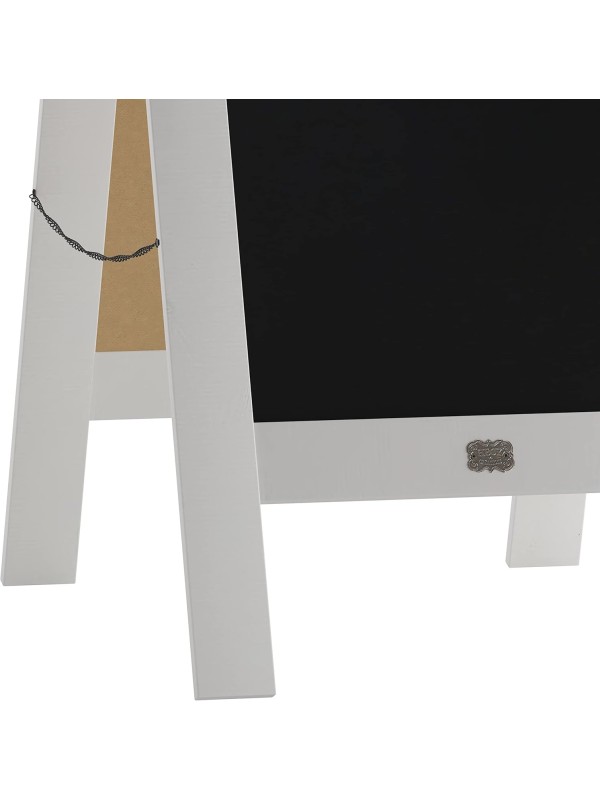 A Frame Chalkboard with Chalk Markers by HBCY Creations: 40x20 Solid Wood A-Frame Sign Gray Double-Sided Magentic Menu Board, Deluxe Set Includes 8 Chalk Markers, 10 Stencils, 2 Magnets