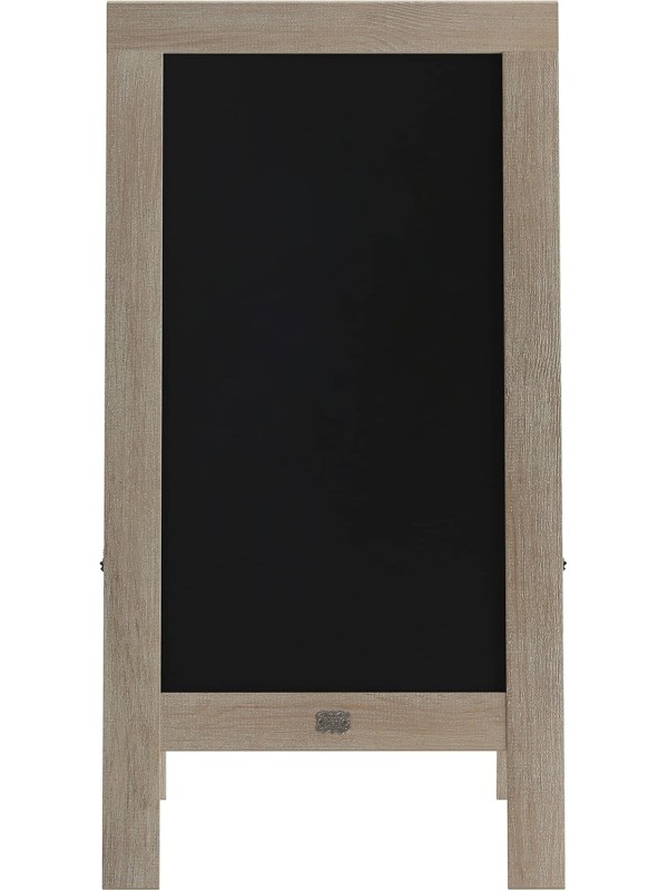 A Frame Chalkboard with Chalk Markers by HBCY Creations: 40x20 Solid Wood A-Frame Sign Gray Double-Sided Magentic Menu Board, Deluxe Set Includes 8 Chalk Markers, 10 Stencils, 2 Magnets