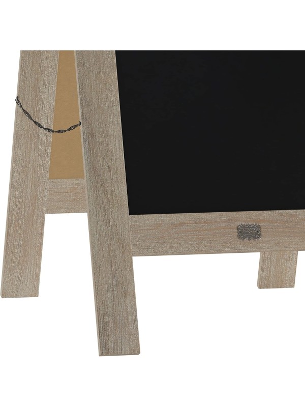 A Frame Chalkboard with Chalk Markers by HBCY Creations: 40x20 Solid Wood A-Frame Sign Gray Double-Sided Magentic Menu Board, Deluxe Set Includes 8 Chalk Markers, 10 Stencils, 2 Magnets