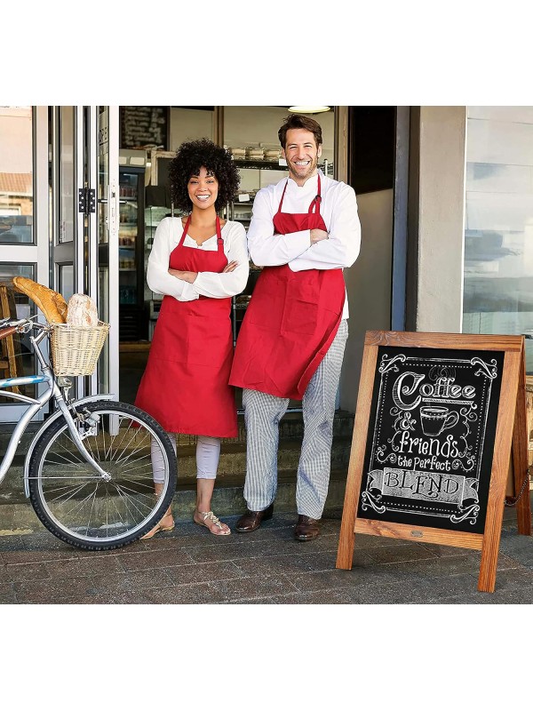 A Frame Chalkboard with Chalk Markers by HBCY Creations: 40x20 Solid Wood A-Frame Sign Gray Double-Sided Magentic Menu Board, Deluxe Set Includes 8 Chalk Markers, 10 Stencils, 2 Magnets