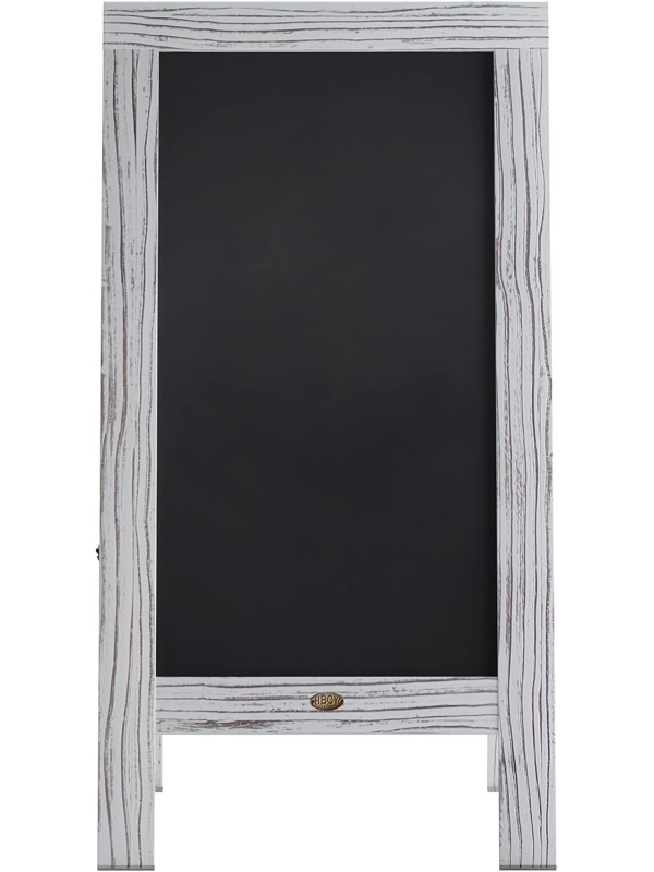 A Frame Chalkboard with Chalk Markers by HBCY Creations: 40x20 Solid Wood A-Frame Sign Gray Double-Sided Magentic Menu Board, Deluxe Set Includes 8 Chalk Markers, 10 Stencils, 2 Magnets