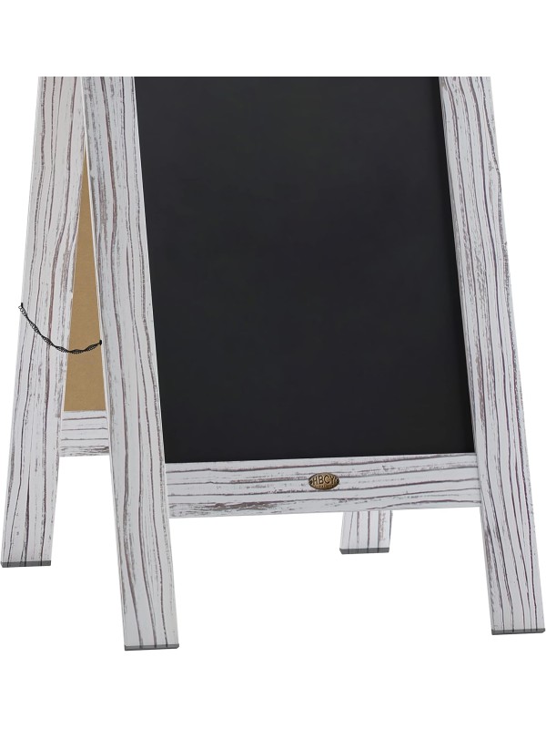 A Frame Chalkboard with Chalk Markers by HBCY Creations: 40x20 Solid Wood A-Frame Sign Gray Double-Sided Magentic Menu Board, Deluxe Set Includes 8 Chalk Markers, 10 Stencils, 2 Magnets