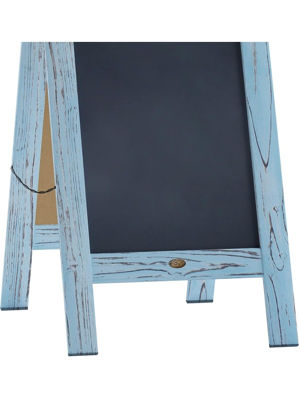 A Frame Chalkboard with Chalk Markers by HBCY Creations: 40x20 Solid Wood A-Frame Sign Gray Double-Sided Magentic Menu Board, Deluxe Set Includes 8 Chalk Markers, 10 Stencils, 2 Magnets