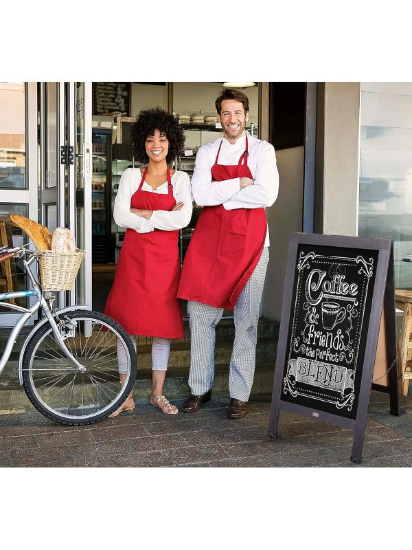 A Frame Chalkboard with Chalk Markers by HBCY Creations: 40x20 Solid Wood A-Frame Sign Gray Double-Sided Magentic Menu Board, Deluxe Set Includes 8 Chalk Markers, 10 Stencils, 2 Magnets