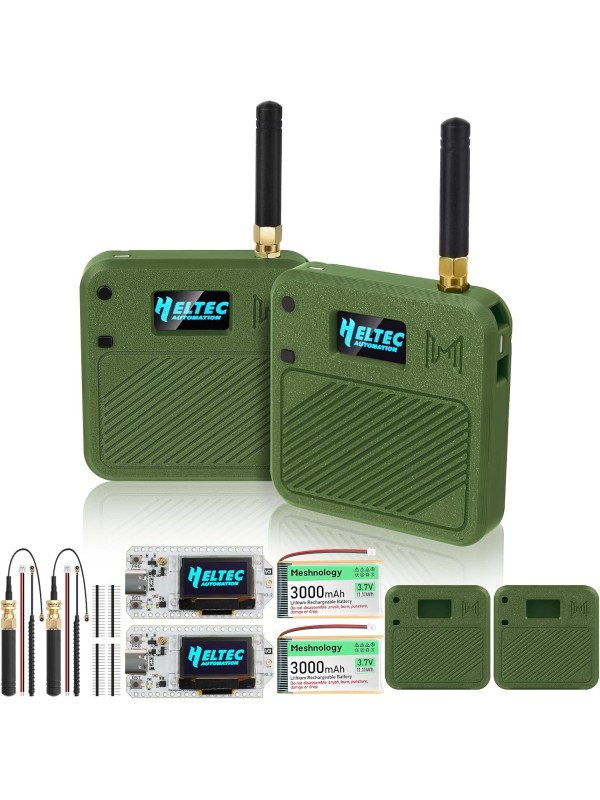 2 Pack ESP32 LoRa V3 Development Board with 915MHz Antennas + 3000mAh Battery + Meshtastic Case, ESP32-S3 SX1262 Integrated WiFi Bluetooth OLED Display for Arduino LoRaWAN IOT (N32 Version, Green)
