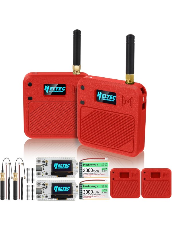 2 Pack ESP32 LoRa V3 Development Board with 915MHz Antennas + 3000mAh Battery + Meshtastic Case, ESP32-S3 SX1262 Integrated WiFi Bluetooth OLED Display for Arduino LoRaWAN IOT (N32 Version, Green)