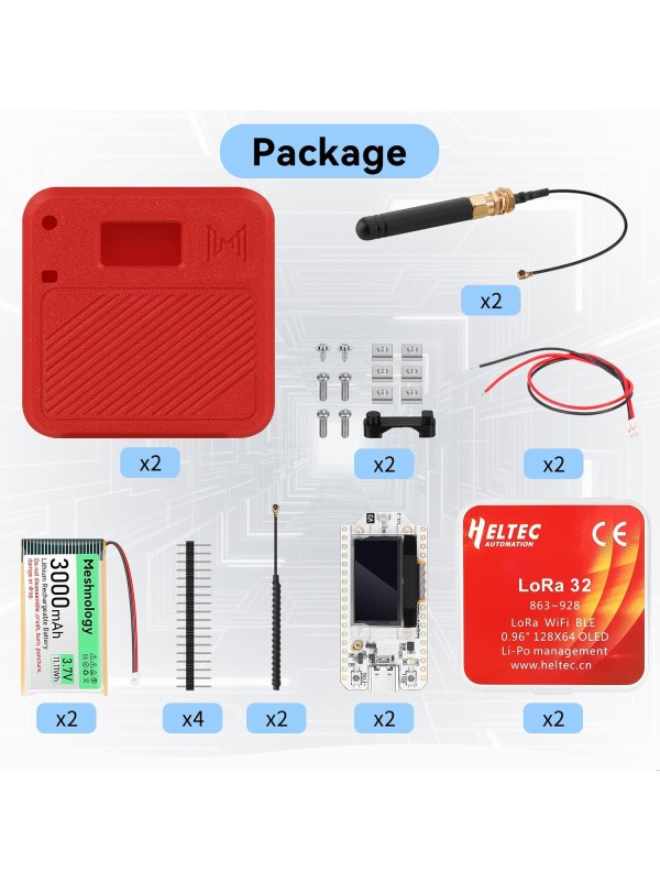 2 Pack ESP32 LoRa V3 Development Board with 915MHz Antennas + 3000mAh Battery + Meshtastic Case, ESP32-S3 SX1262 Integrated WiFi Bluetooth OLED Display for Arduino LoRaWAN IOT (N32 Version, Green)