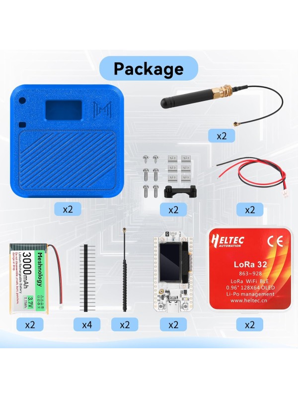 2 Pack ESP32 LoRa V3 Development Board with 915MHz Antennas + 3000mAh Battery + Meshtastic Case, ESP32-S3 SX1262 Integrated WiFi Bluetooth OLED Display for Arduino LoRaWAN IOT (N32 Version, Green)