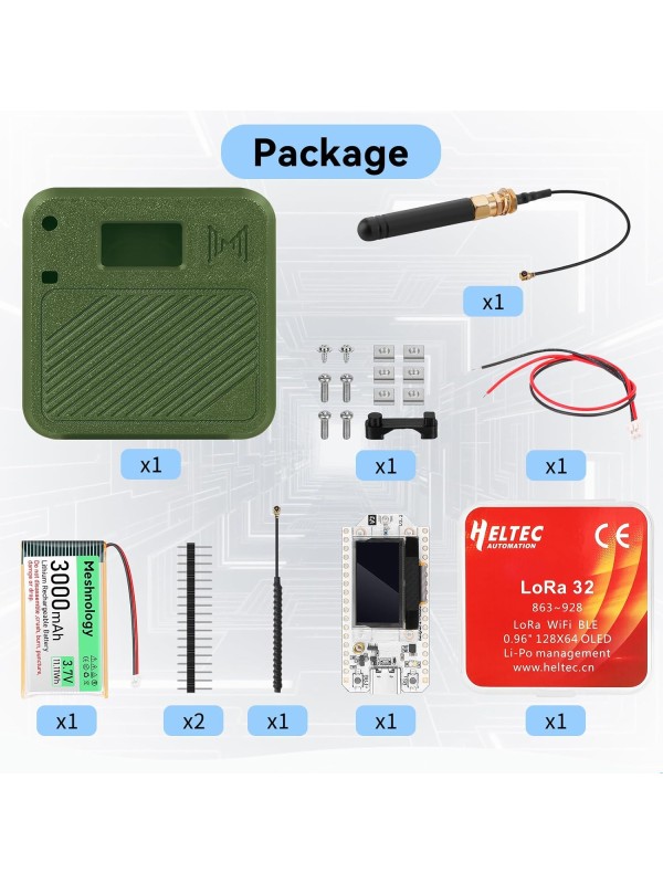 2 Pack ESP32 LoRa V3 Development Board with 915MHz Antennas + 3000mAh Battery + Meshtastic Case, ESP32-S3 SX1262 Integrated WiFi Bluetooth OLED Display for Arduino LoRaWAN IOT (N32 Version, Green)