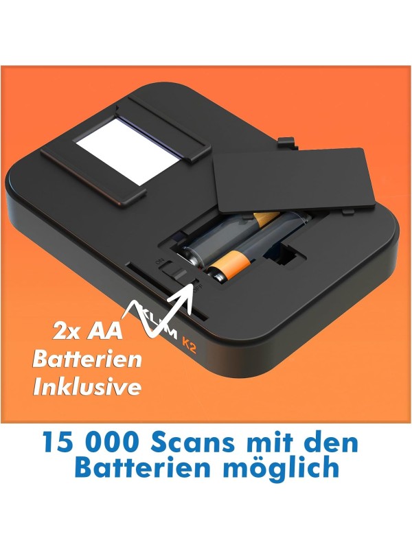 KLIM K2 Mobile Film Scanner - New Version - 35mm Positive & Negative Slide and Photo Scanner - Essential Color Film Developing Kit - Create Your Own 35mm Developing Service at Home - White