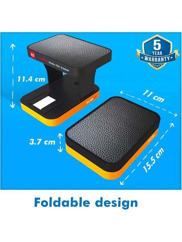 KLIM K2 Mobile Film Scanner - New Version - 35mm Positive & Negative Slide and Photo Scanner - Essential Color Film Developing Kit - Create Your Own 35mm Developing Service at Home - White