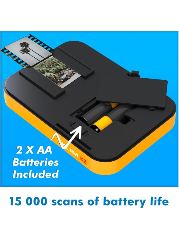 KLIM K2 Mobile Film Scanner - New Version - 35mm Positive & Negative Slide and Photo Scanner - Essential Color Film Developing Kit - Create Your Own 35mm Developing Service at Home - White