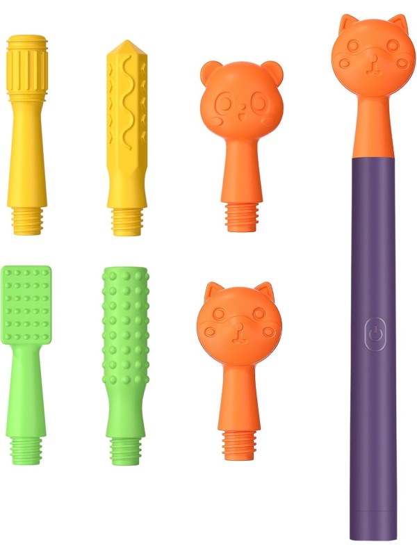 Oral Motor Stimulation kit with 6 Soft Textured Interchangeable Heads,Support for Speech and Feeding,Enhancing Muscle Strength and Coordination, Improve Phonation,Calm Sensory Needs