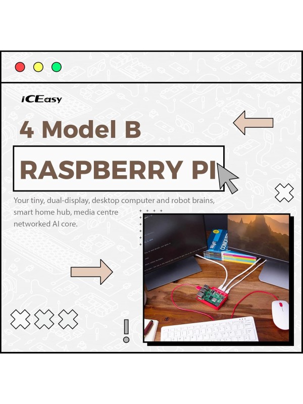 Raspberry Pi 4 Model B 4GB Kit, Micro Computer Board, Raspberry Development Board 64-bit 1.5GHz Quad-core Processor with 64GB SD Card, Card Reader, Heat Sink, Power Adapter, HDMI Cable