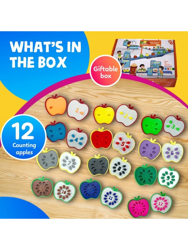 Skoolzy 44 Pc Counting Coins & Learning Set – Montessori Math Development Kit for 18 Months+