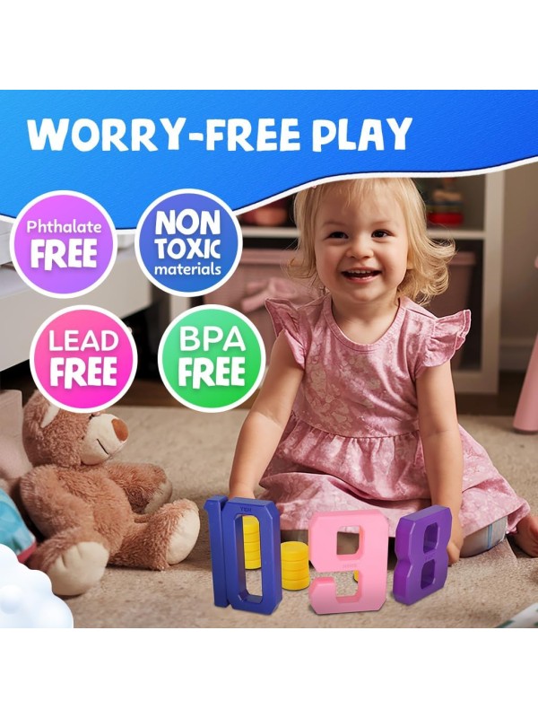 Skoolzy 44 Pc Counting Coins & Learning Set – Montessori Math Development Kit for 18 Months+