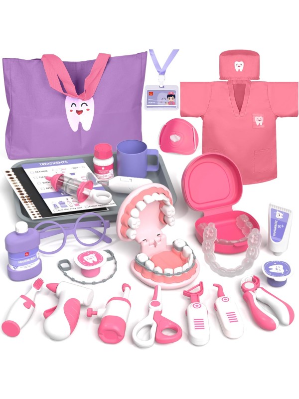 Lehoo Castle Doctor Kit for Toddlers 3-5 Girls, Kids Dentist Play Set, Toys for 3 4+ Year Old Girls, Pretend Play for Toddlers, Kids Doctor Playset, Medical Kits for Boys 3 4 5