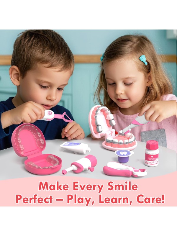 Lehoo Castle Doctor Kit for Toddlers 3-5 Girls, Kids Dentist Play Set, Toys for 3 4+ Year Old Girls, Pretend Play for Toddlers, Kids Doctor Playset, Medical Kits for Boys 3 4 5