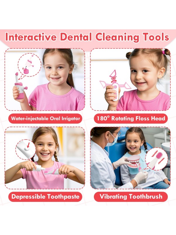 Lehoo Castle Doctor Kit for Toddlers 3-5 Girls, Kids Dentist Play Set, Toys for 3 4+ Year Old Girls, Pretend Play for Toddlers, Kids Doctor Playset, Medical Kits for Boys 3 4 5