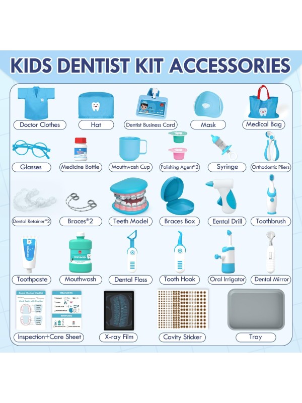 Lehoo Castle Doctor Kit for Toddlers 3-5 Girls, Kids Dentist Play Set, Toys for 3 4+ Year Old Girls, Pretend Play for Toddlers, Kids Doctor Playset, Medical Kits for Boys 3 4 5