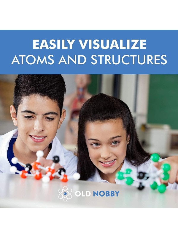 OLD NOBBY Organic Chemistry 239 Piece Model Kit - Molecular Model Kit with Atoms, Bonds, Instructional Guide, Bond Removal Tool, and Bonus Molecular Stencil