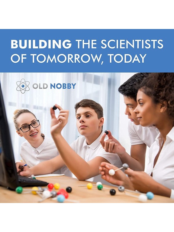 OLD NOBBY Organic Chemistry 239 Piece Model Kit - Molecular Model Kit with Atoms, Bonds, Instructional Guide, Bond Removal Tool, and Bonus Molecular Stencil