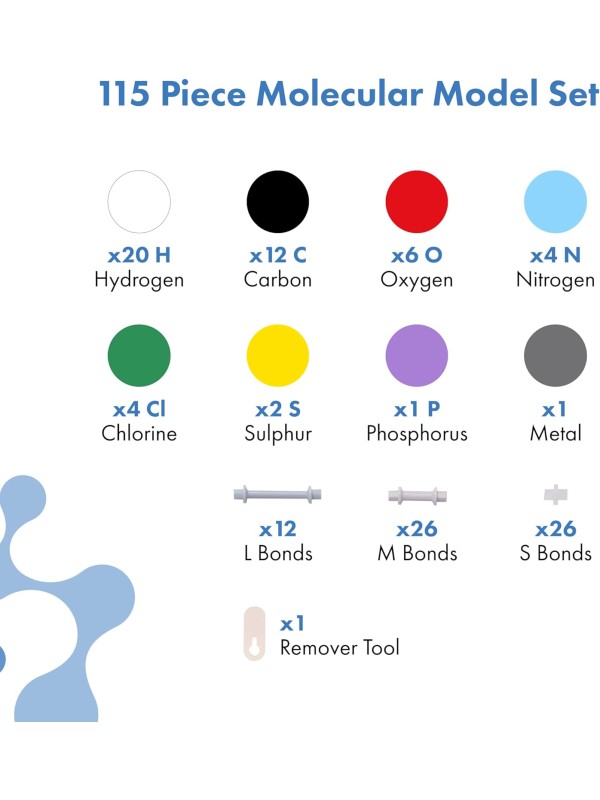 OLD NOBBY Organic Chemistry 239 Piece Model Kit - Molecular Model Kit with Atoms, Bonds, Instructional Guide, Bond Removal Tool, and Bonus Molecular Stencil