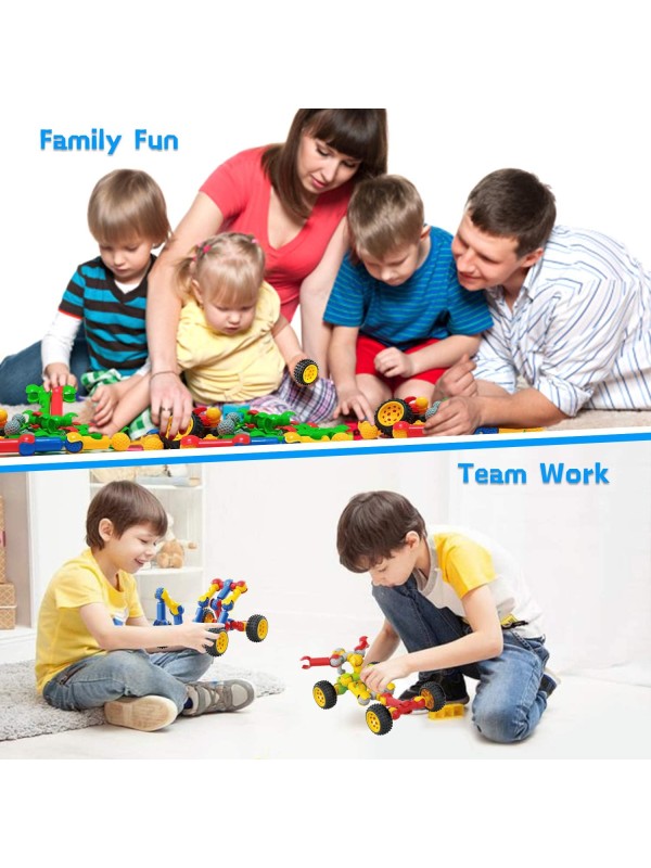 Kids Building Kit STEM Toys, 110 Pcs Educational Construction Engineering Building Blocks DIY Learning Set for Ages 3-10 Year Old Boys Girls, Best Gift for Children Creative Games Fun Play