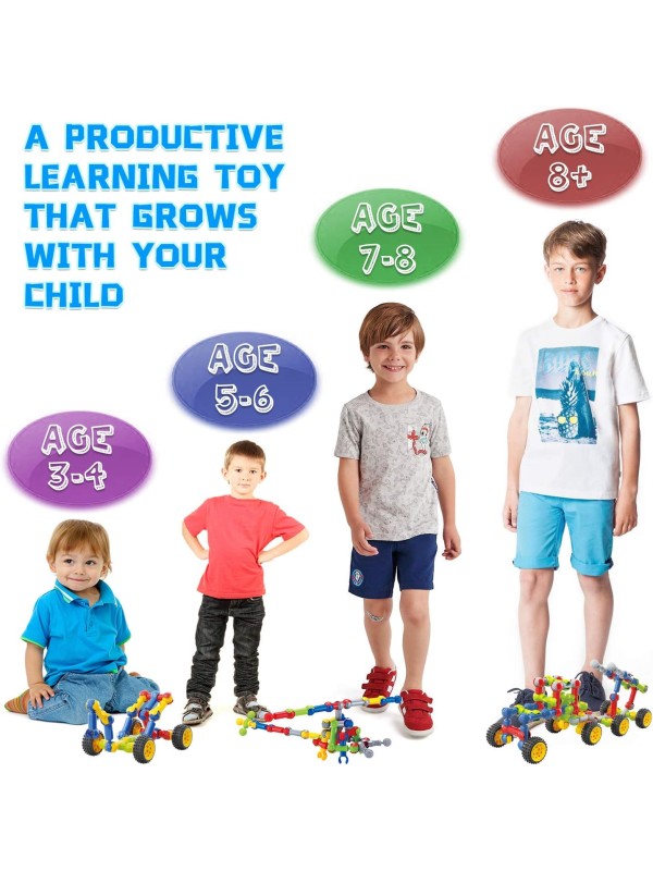 Kids Building Kit STEM Toys, 110 Pcs Educational Construction Engineering Building Blocks DIY Learning Set for Ages 3-10 Year Old Boys Girls, Best Gift for Children Creative Games Fun Play