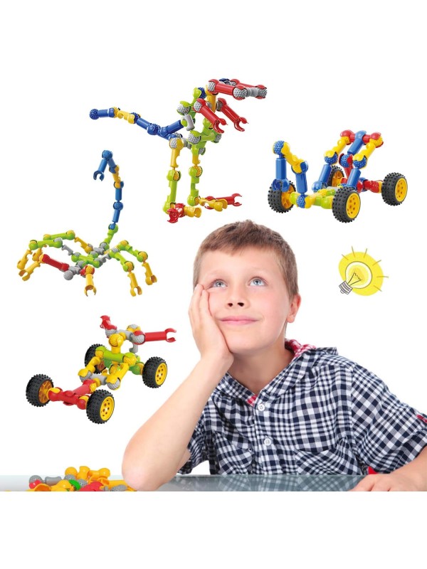 Kids Building Kit STEM Toys, 110 Pcs Educational Construction Engineering Building Blocks DIY Learning Set for Ages 3-10 Year Old Boys Girls, Best Gift for Children Creative Games Fun Play