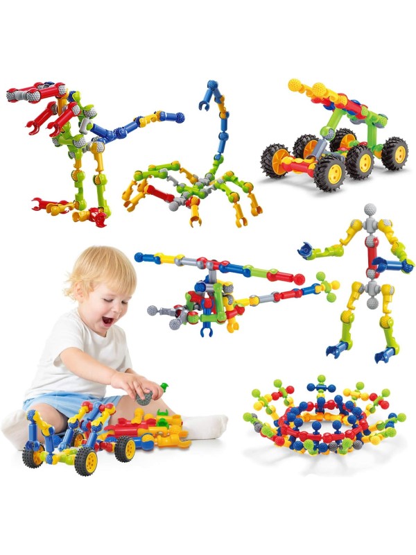 Kids Building Kit STEM Toys, 110 Pcs Educational Construction Engineering Building Blocks DIY Learning Set for Ages 3-10 Year Old Boys Girls, Best Gift for Children Creative Games Fun Play