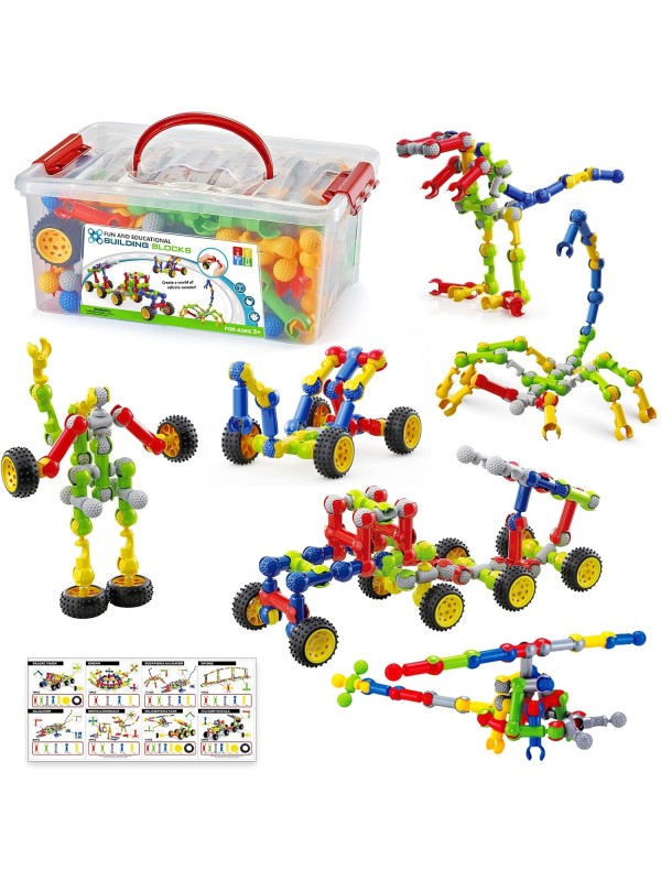Kids Building Kit STEM Toys, 110 Pcs Educational Construction Engineering Building Blocks DIY Learning Set for Ages 3-10 Year Old Boys Girls, Best Gift for Children Creative Games Fun Play