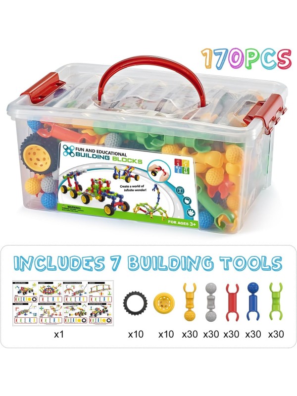 Kids Building Kit STEM Toys, 110 Pcs Educational Construction Engineering Building Blocks DIY Learning Set for Ages 3-10 Year Old Boys Girls, Best Gift for Children Creative Games Fun Play