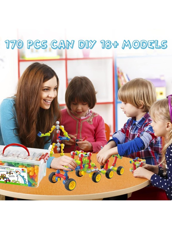 Kids Building Kit STEM Toys, 110 Pcs Educational Construction Engineering Building Blocks DIY Learning Set for Ages 3-10 Year Old Boys Girls, Best Gift for Children Creative Games Fun Play